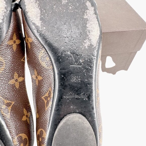 Louis Vuitton Monogram Ballet Flat EU 36.5 US 6.5 Brown Canvas Pointed Cap Toe - Picture 11 of 13